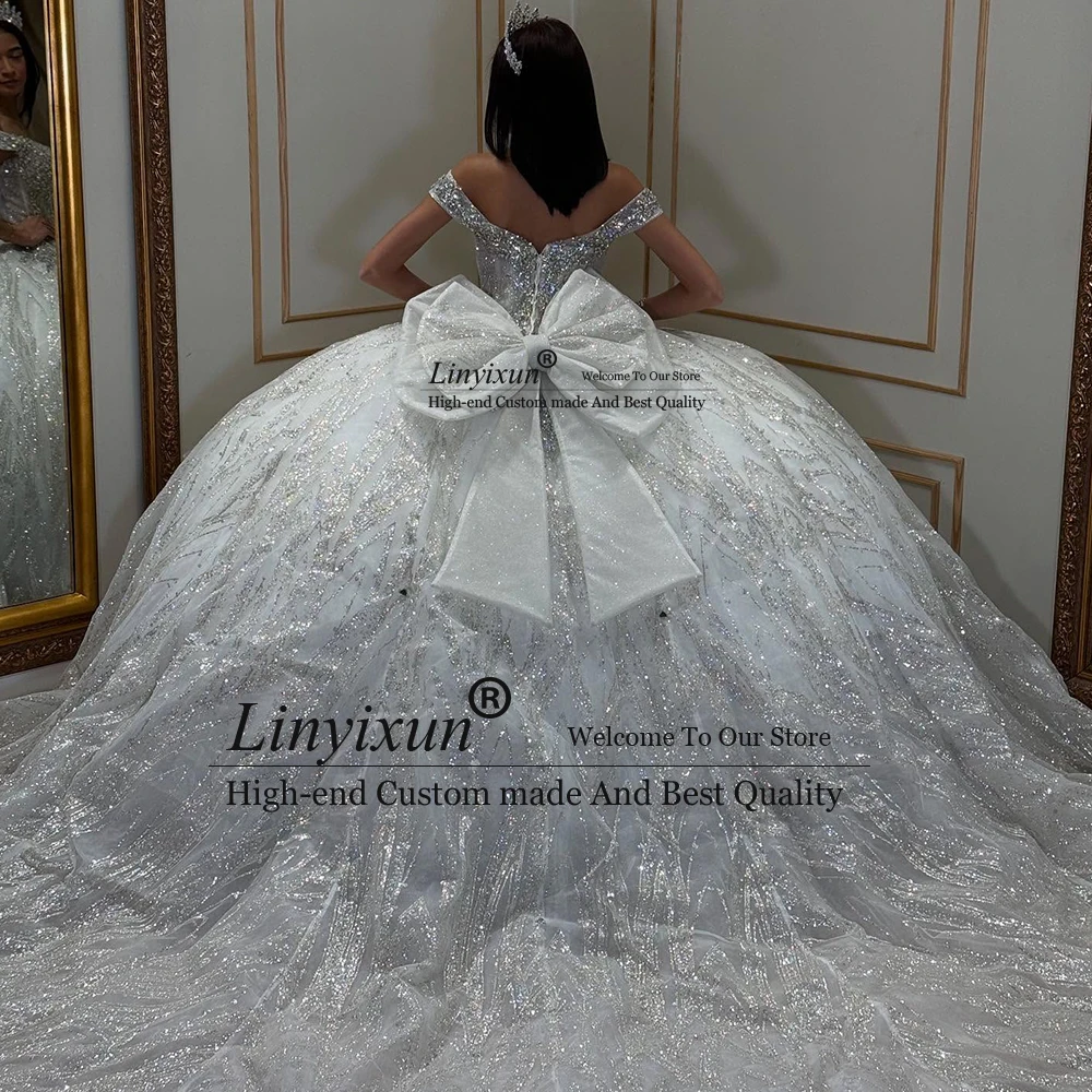 Elegant Applique Quinceanera Dresses 2025 Off Shoulder Ball Gown Bow Birthday Party Customized vestidos de 15 rosa Woman Dress