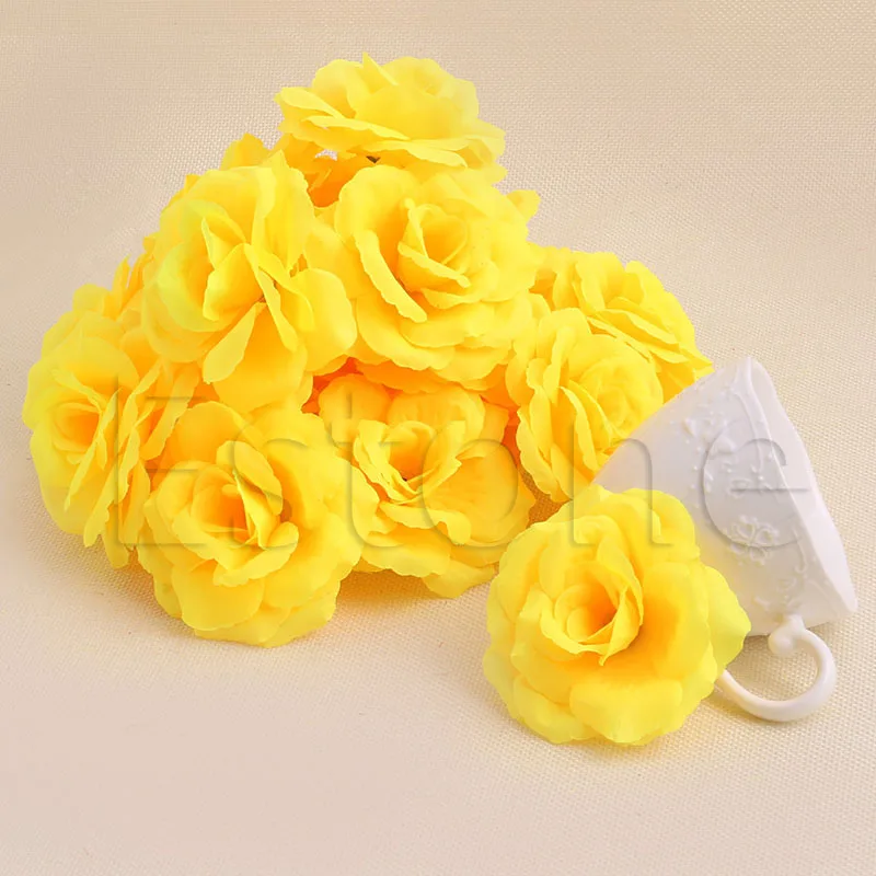 20Pcs Roses Artificial Silk Flower Heads DIY Small Bud Party Wedding Home Decor