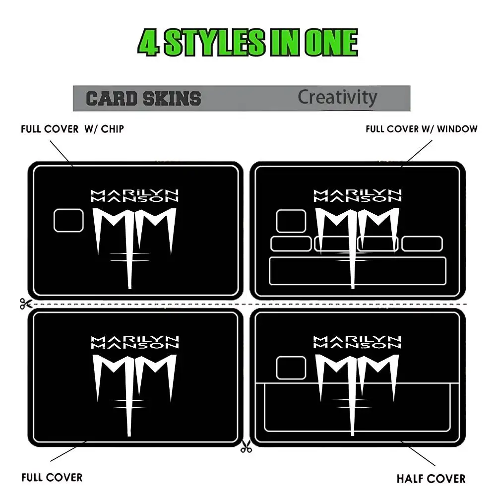 M-Marilyn Singer Manson Credit Card HD Stickers Game Card Decal Card Matte Film Skin Small Chip Waterproof Sticker
