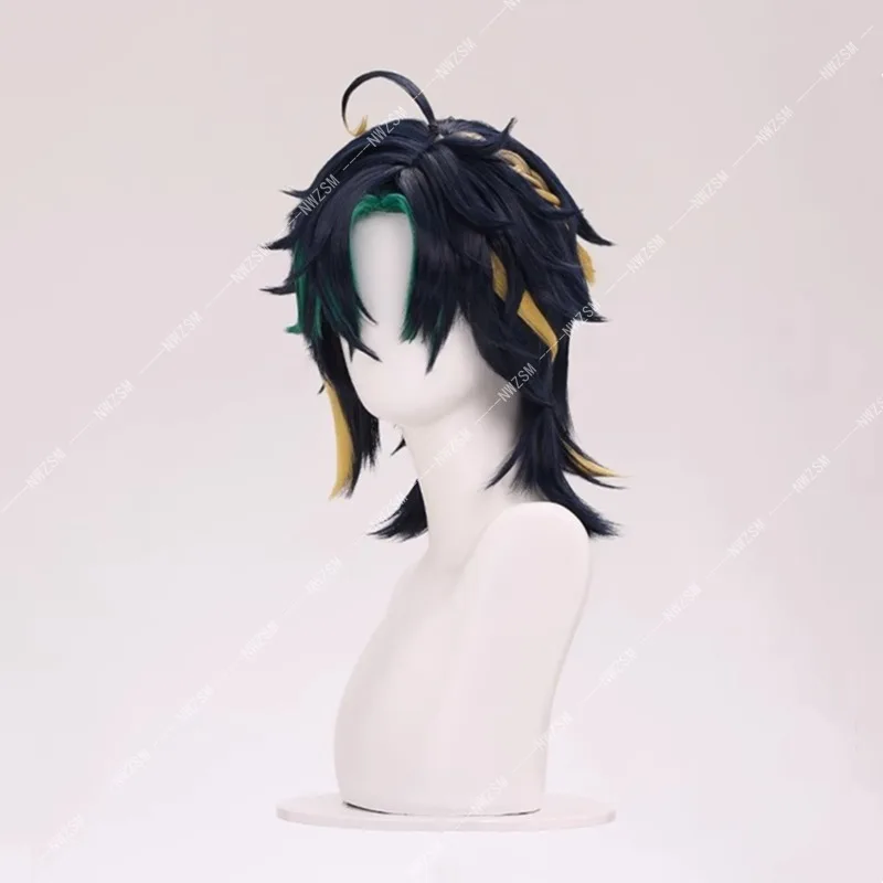 Jeu Genshin Impact Kinich Perruque Cosplay pour Homme, Cheveux Courts, Degré de Chaleur, Natlan Kinich, Bonnet de Perruque Gratuit, 45cm