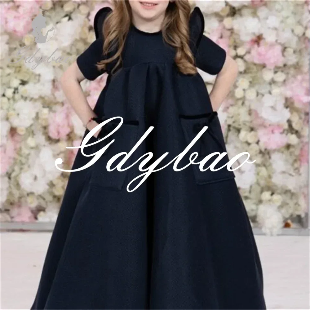 Half Sleeve Classic A Line Simple Style Flower Girl Dress Pleat Floor Length Elegant First Communion Gown New 2024 Customized