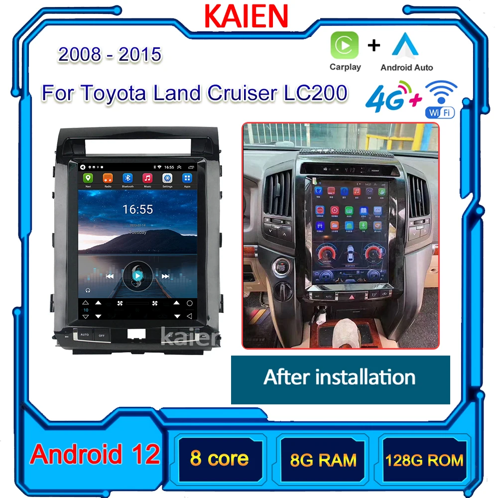 

KAIEN For Toyota Land Cruiser LC200 2008-2015 Car Radio Android 12 Auto Navigation GPS Stereo Video Player DVD Multimedia 4G DSP