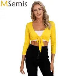 Frauen Bauchtanz Tops Kostüm Wrap Schal Wraps selbst binden Langarm kurz geschnittene Tops einfarbige Bolero Tops Langarm Cardigan