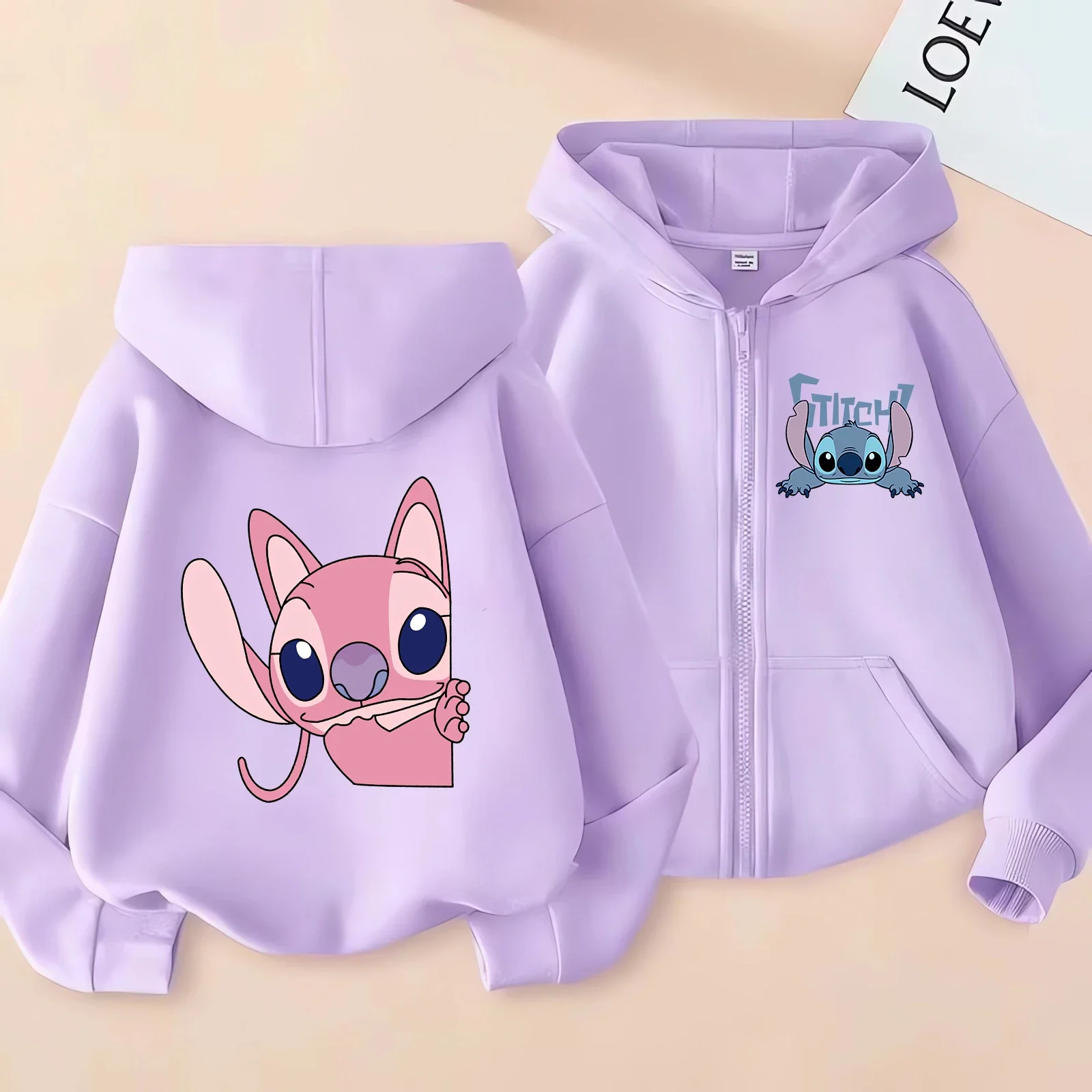 Divertidas sudaderas con cremallera, Sudadera con capucha de punto, ropa para niños, chico, niña, niño, sudadera de Lilo y Stitch, Sudadera con capucha con cremallera, Top informal para bebé