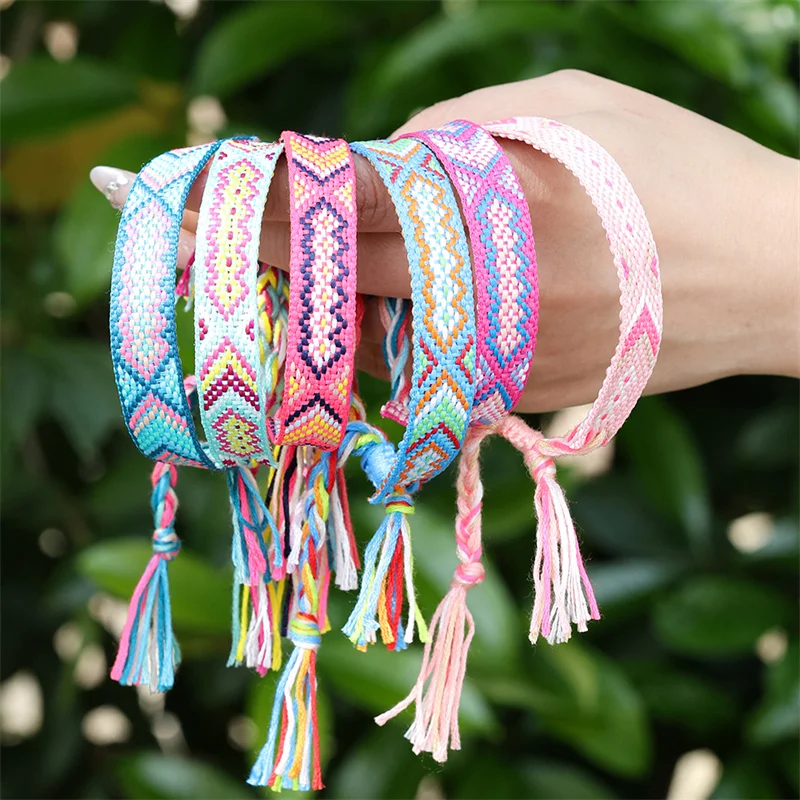 UILZ 6/12 Pcs Random Handmade Weave Friendship Bracelet Brazil Colorful Braided Rope Thin String Strand Bangles