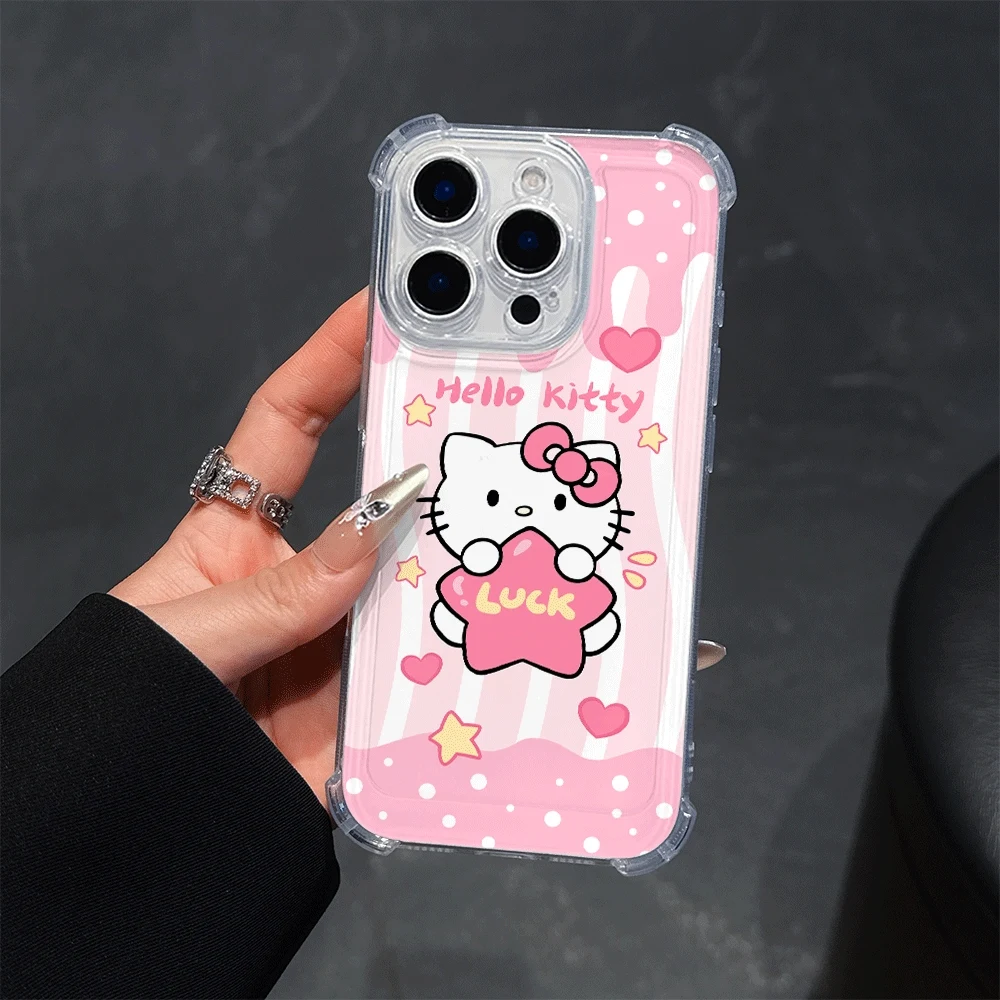 산리오 KT 아이폰14 Pro, 아이폰 16/15/14/13/12/11/x/xs/xs Max용 소프트 폰 케이스, 소녀들을 위한 헬로키티 귀여운 선물