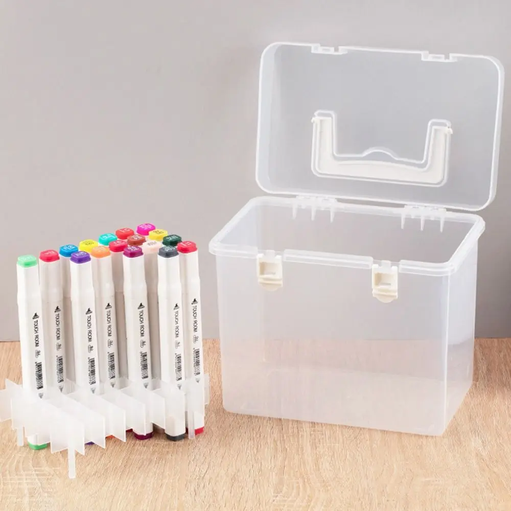 24/36/48/60/80 Slots Pen Holder Marker Pen Organizer Large-capacity Marker Storage Box Waterproof Dust-proof Desk Pen Holder