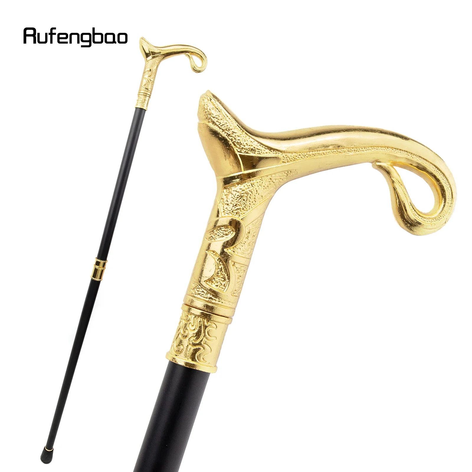 

Golden Luxury Curve Line Type Walking Cane Fashion Decorative Walking Stick Gentleman Elegant Cosplay Cane Knob Crosier 93cm