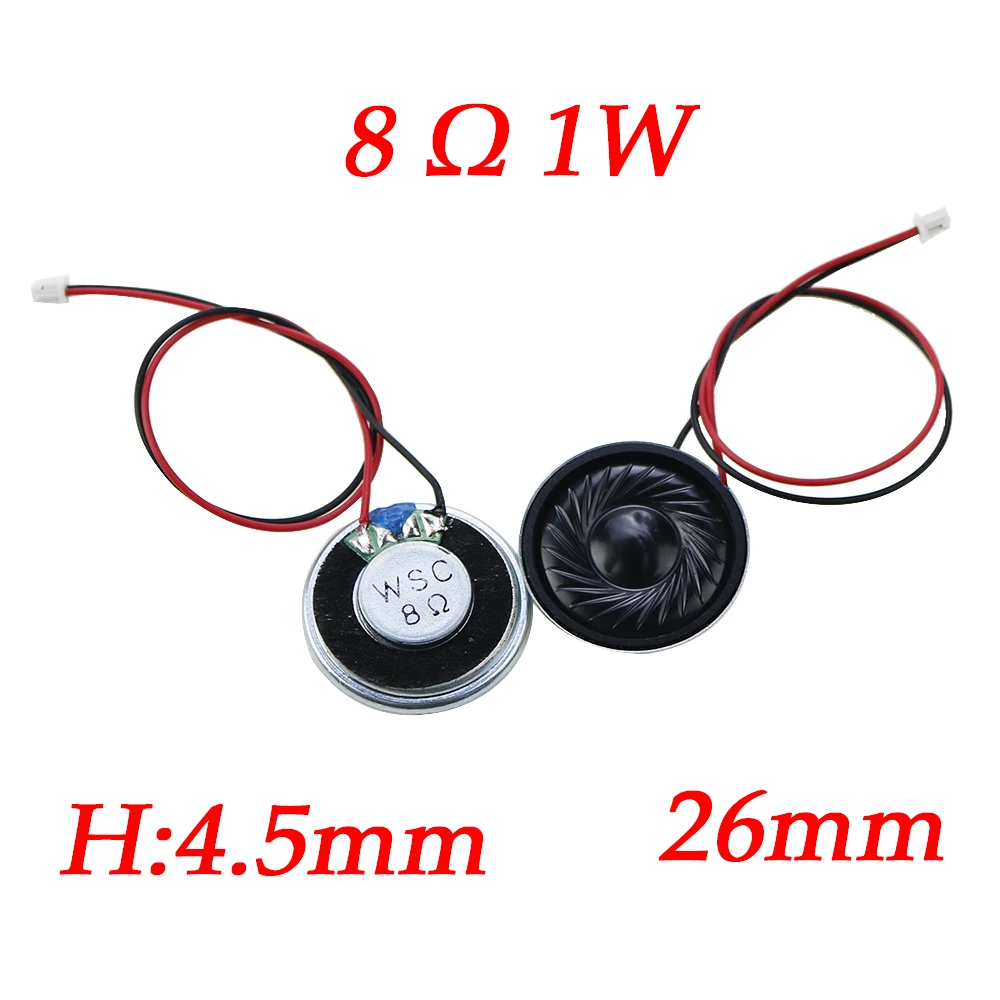 2-teiliger ultra dünner Lautsprecher 8 Ohm 2 Watt 2 W 8R Durchmesser 20mm 23mm, 28mm 36mm 40mm mit mx Kabel 1,25 Anschluss, Kabellänge 15cm