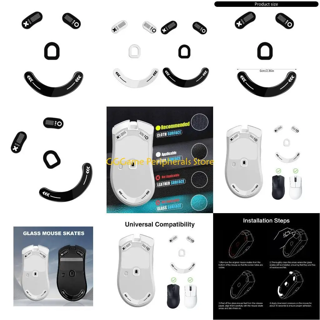 

U55B Precise Mouse Skates Glass Mouse Feet Stickers for DeathAdder Smooth