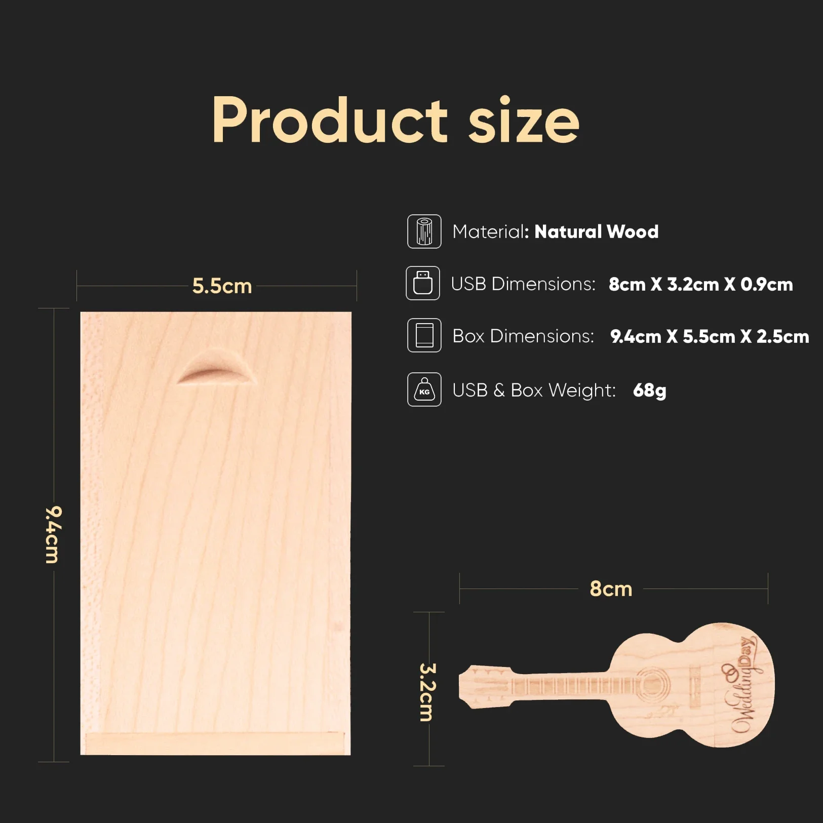 메이플 우드 기타 USB 플래시 드라이브, 무료 커스텀 로고 메모리 스틱, 사진 스튜디오 펜 드라이브, 크리에이티브 선물, 128G, 64GB, 32GB, 16GB