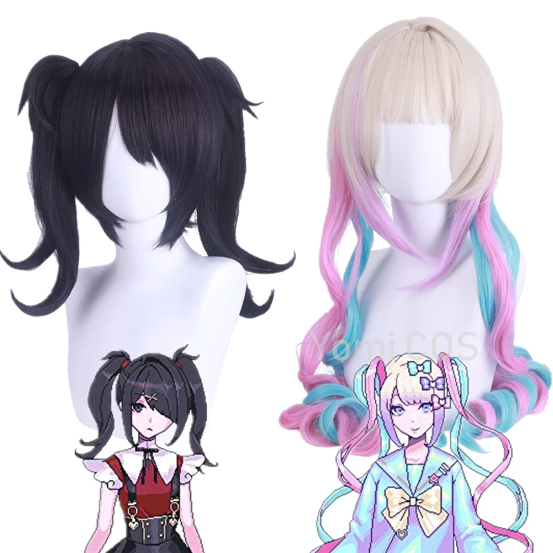 NEEDY GIRL OVERDOSE Pre Styled KAngel Ame Cosplay Wig OMG Kawaii Angel Ame Cosplay Heat Resistant Colorful Ponytail Hair