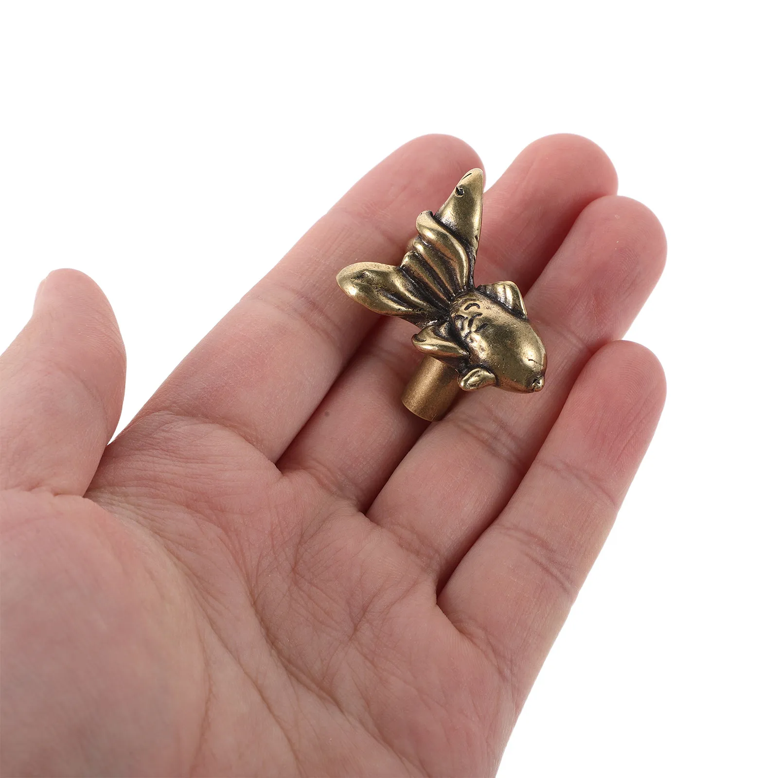2Pcs Brass Fish Cabinet Drawer Pulls Vintage Style Handles Animal Design for Dresser Bedroom Furniture Decor