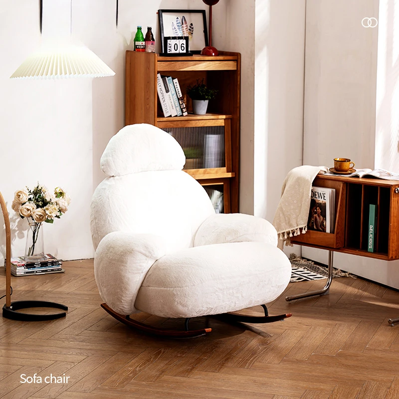 

Simple Leisure Chair Great White Rocking Chair Living Room Small Sofa Hotel Club Leisure Study Chair Living Room