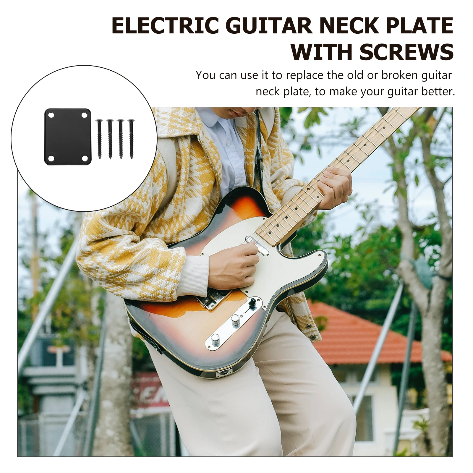 

1 set 1 Set Plates Replacement Electric Plate With Screws Metal Neck Reinforcement Board For Bass Guitar Accessories Replacement
