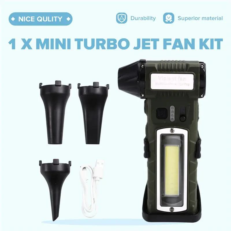 AB43-Brushless Motor C Handheld Fan With LED, Adjustable 110000RPM For Efficient Hair Drying & Dust Cleaning