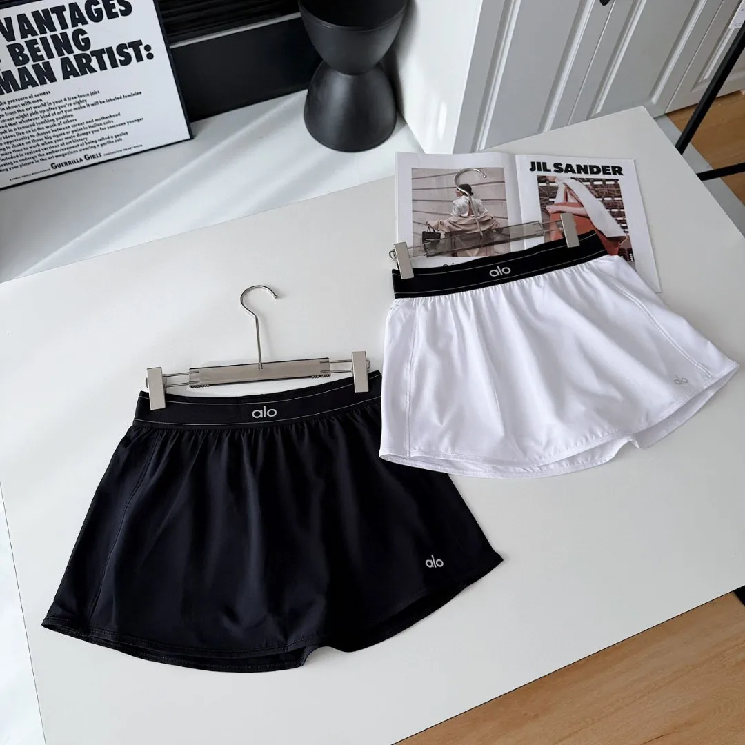 

Summer New Ladies Tennis Skirt Elastic Waisand ort Skirt Spor Casual Pure Color Anti-Light Walking Design Knitted Skirt