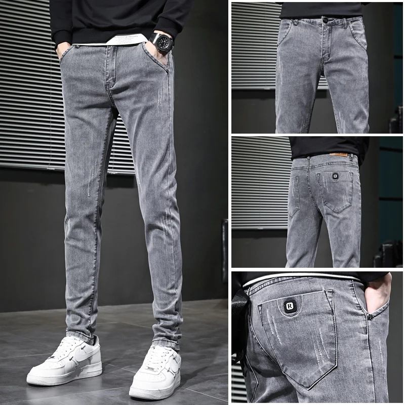 

Vintage Business Straight Denim Trouser Spring Autumn New Comfort Men Fashion Casual Outdoor Pant Skinny Slim Fit Stretch Jeans