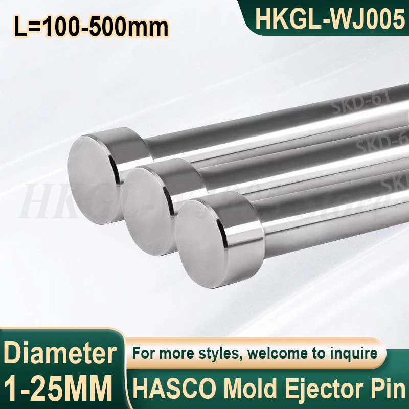 

Dia 1-25mm German Standard HASCO Mold Ejector Pin Nitrided SKD61 Die Thimble Straight Ejector Push Rod Round Needle Customizable