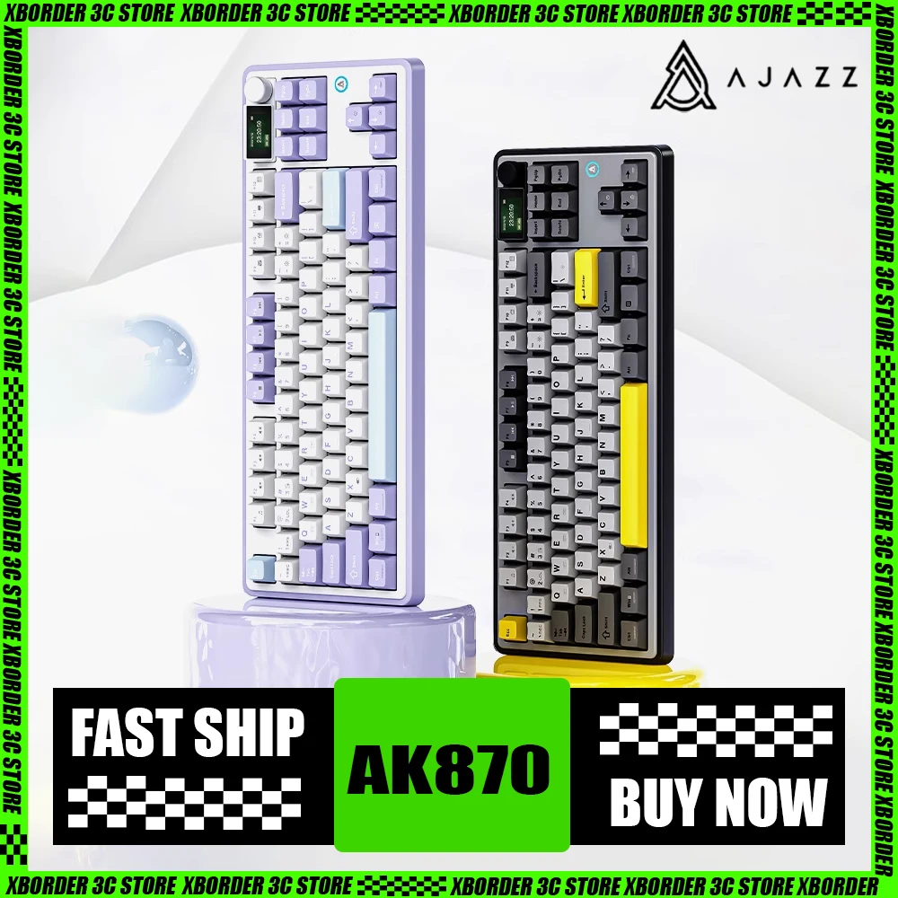 

Ajazz Ak870 Magnetic Switch Mechanical Keyboard Multifunctional Knob Three Mode Wireless Gaming Keyboard Smart Screen Pc Gamer