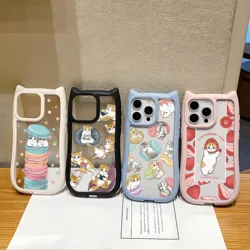 Funny Cute cat Cute Cat Ear Phone Case For iPhone 16 15 14 13 12 11 Pro Max Transparent Shockproof M-Mofusands Silicone Bumper