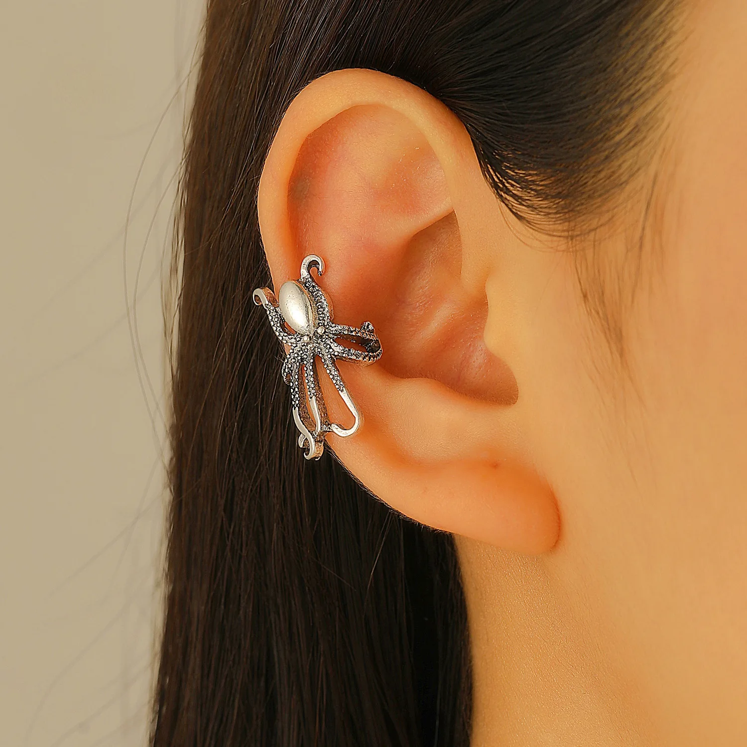 Steampunk Octopus Ear Cuffs,Octopu Clip Earrings Wholesale, Antique Goth Jewelry Non-Piercing for Pirate Core Fashion