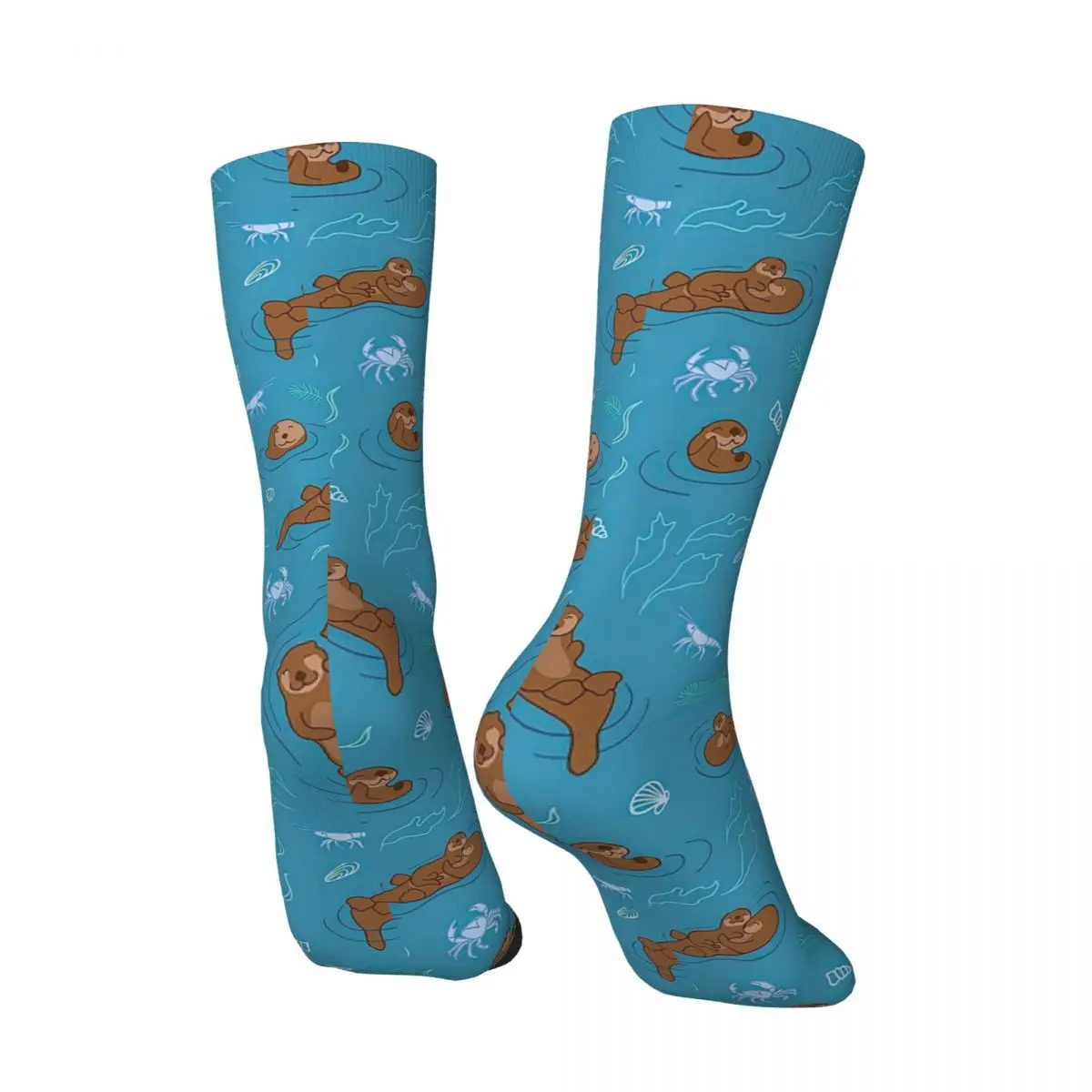 All Seasons Two Otter In The River Socks Harajuku Sport Middle Tube Socks Hip Hop Stockings for Men Women Valentine's Day Gifts