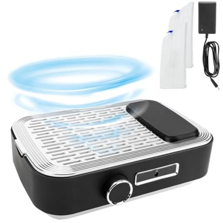 

Rechargeable Nail Dust Collector 80W Powerful Suction with 2 Reusable Filters Adjustable Suction for Nail Salons and DIY Home U