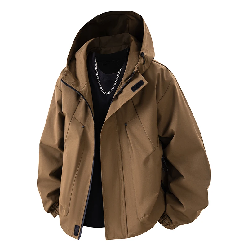 Outdoor Unisex Soft Shell Coat Autumn Hooded Waterproof Hiking Jackets Men Windbreaker Rain Coats for Hiking Camping Travel Tops