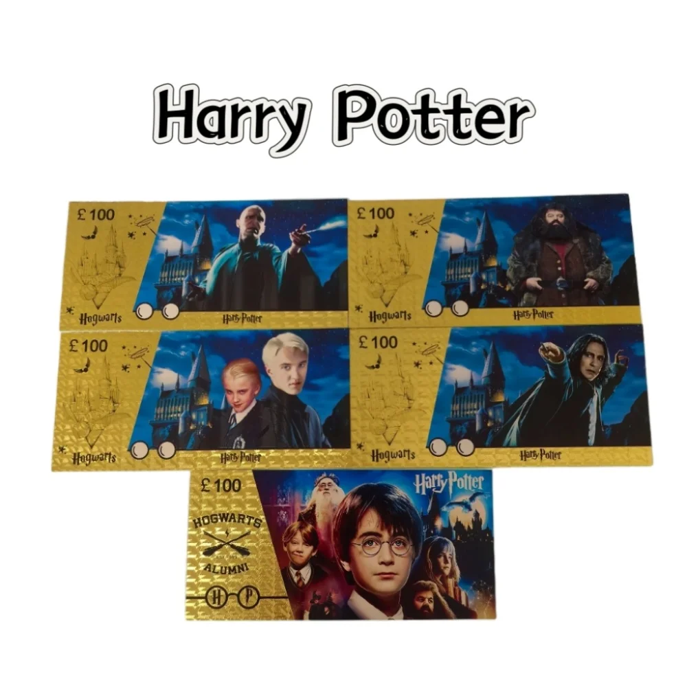 

Коллекция фильмов Гарри Поттера! Новый 4-дизайн, золотая карта Voldemort Severus Magic-Teme, цветная золотая банкнота, аниме, подарки, игровая игрушка