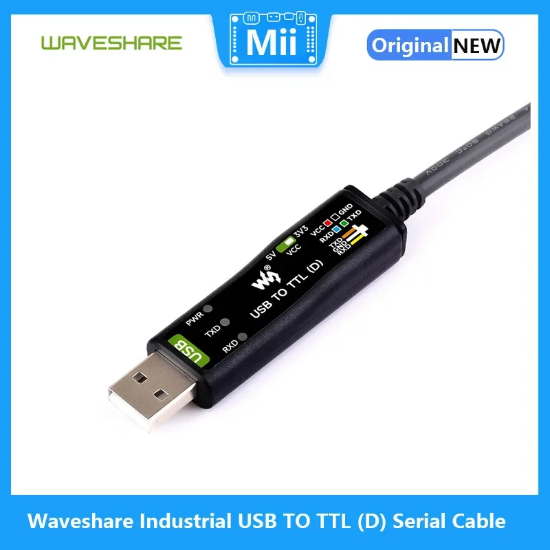 Waveshare kabel seri USB ke TTL (D) Industrial USB, Chip Debugging asli, cocok untuk debug Port seri Raspberry Pi 5