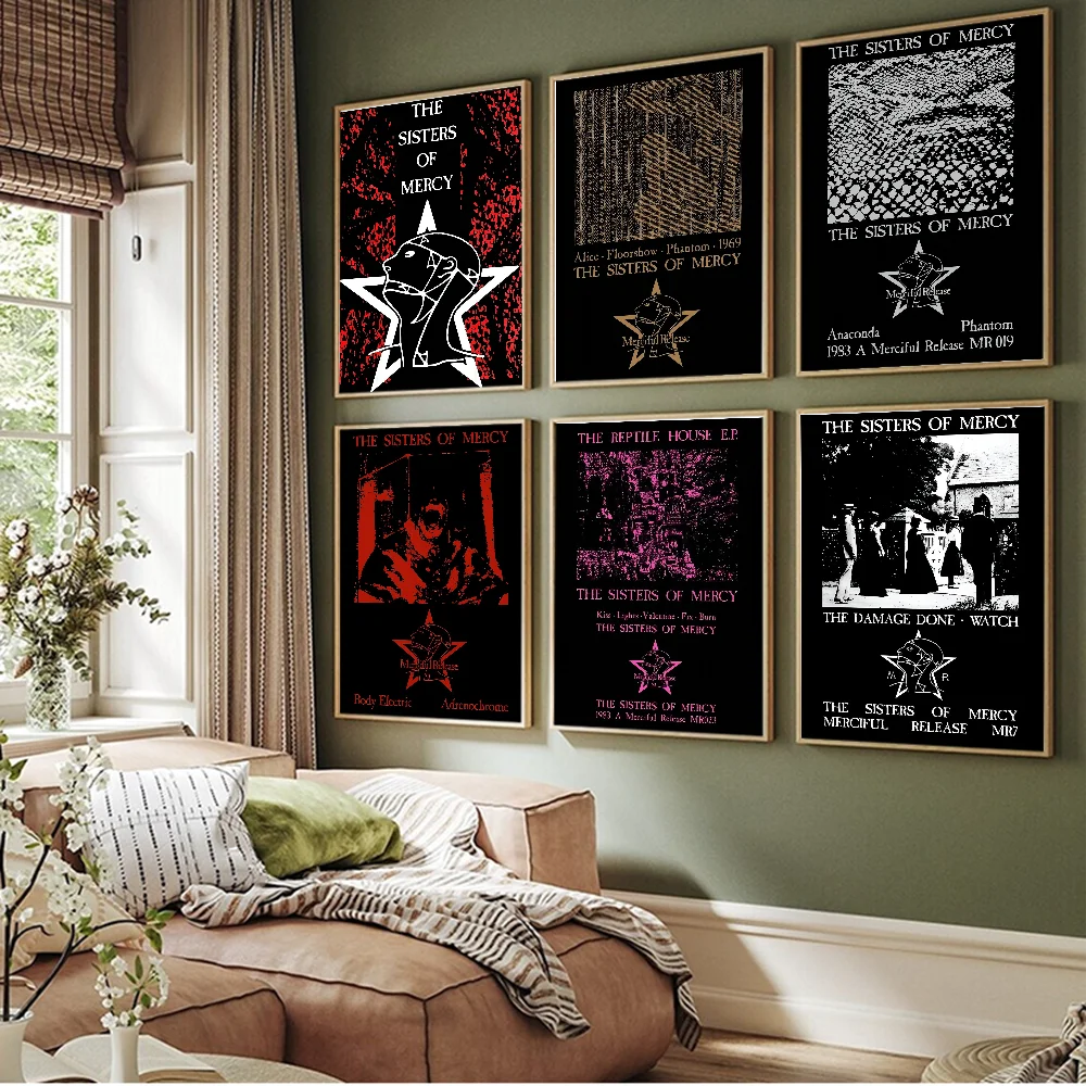 The Sisters of Mercy Whitepaper Poster Waterproof Paper Sticker Coffee House Bar Posters Wall Stickers