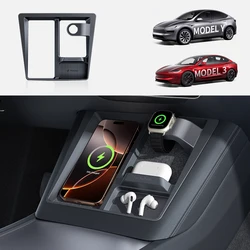 YZ For Tesla Model 3 2024 Model Y 2025 Wireless Charging Protective Frame Mobile Phones Headphones Watches Limiter Accessories