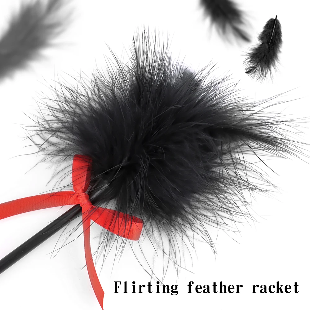 Adult Sex Flirting Toys Artificial Feather With Snake Skin Print  PU Leather Spanking Tease Stick Alternative Tickle for Women