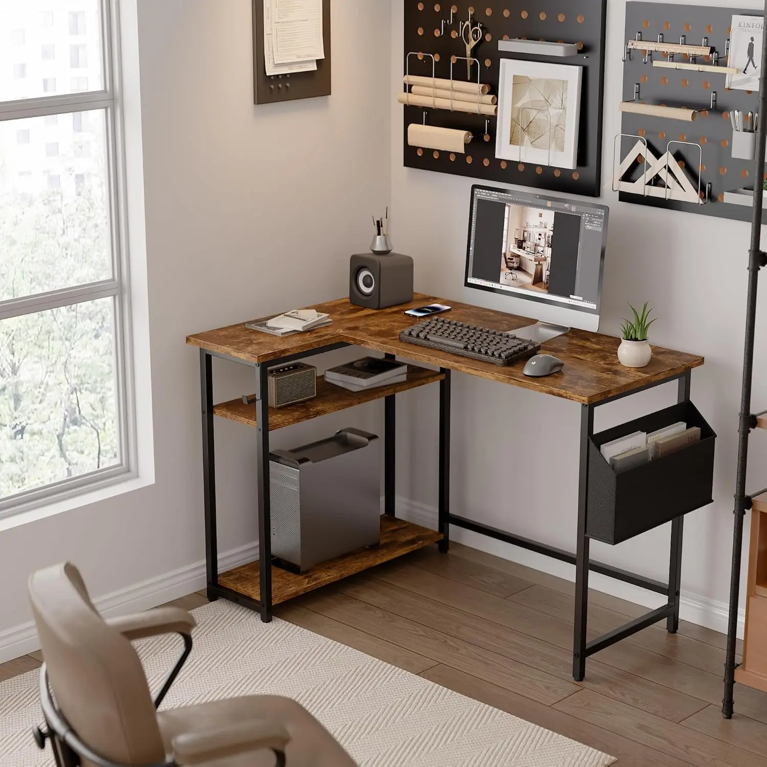 Computer Desk Wood 40 Inch Reversible All Seasons Black