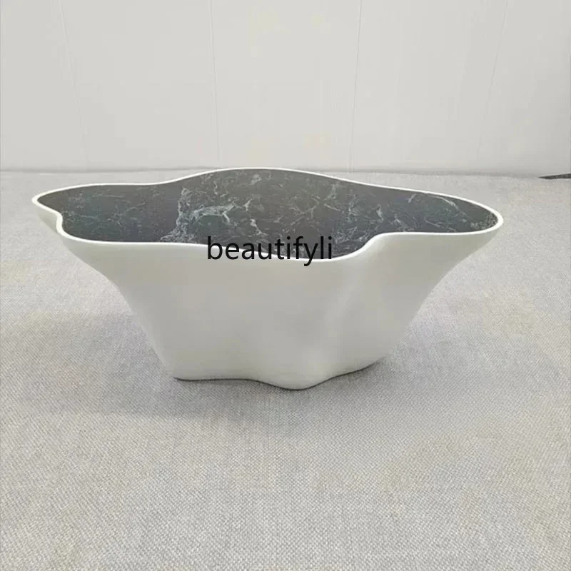 A85 Circulating Water Light Luxury Special-Shaped Mountain Marble Coffee Table FRP Coffee Shop