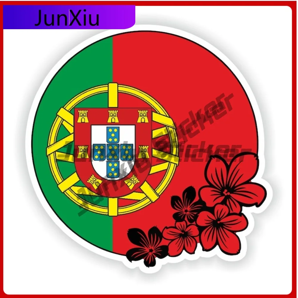 

Portugal Round Flag Flower Stickers Anti Scratch Exterior Decorative Graphic Camping Car Decoration Suv Refit Decals And Graphic