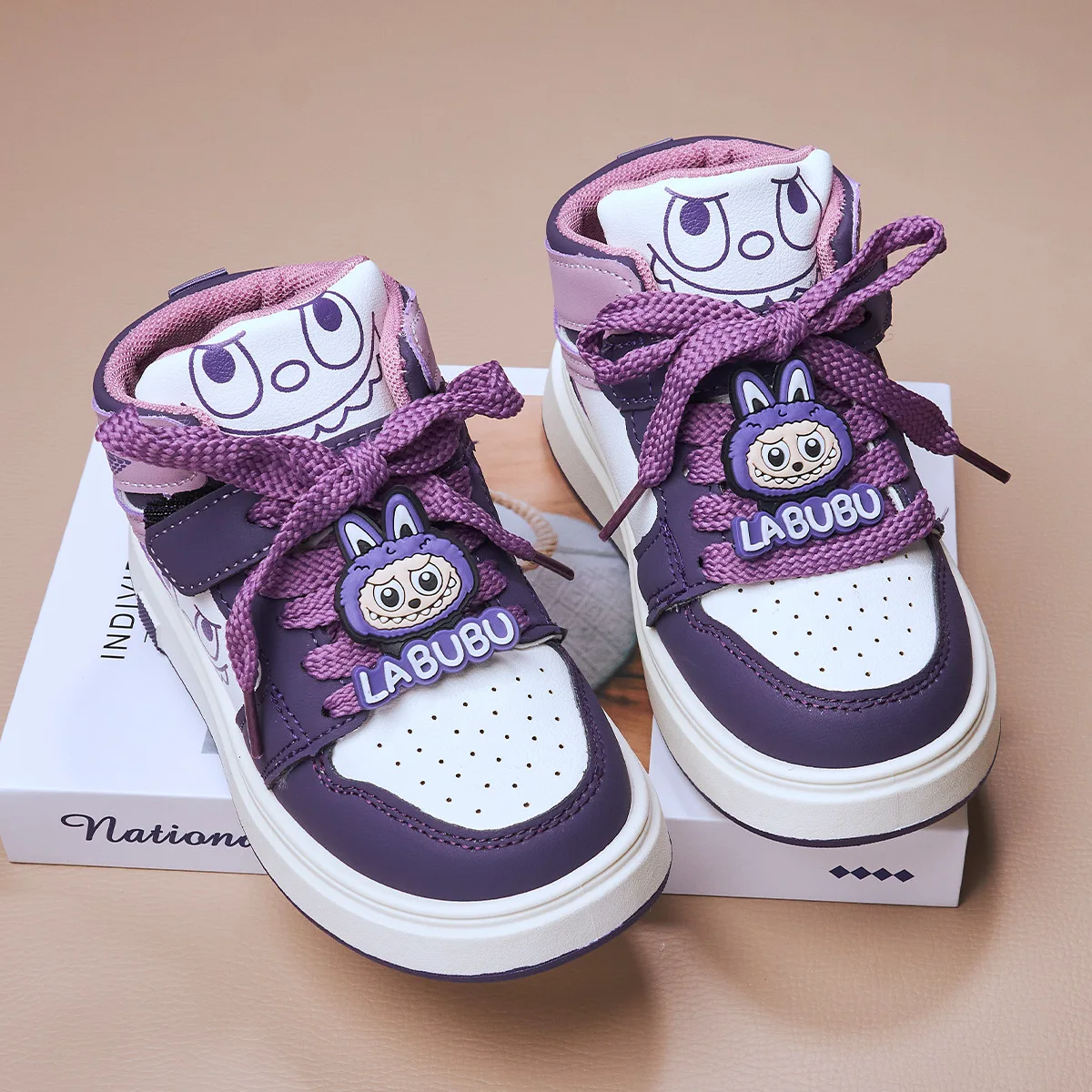 أطفال حذاء كاجوال أحذية رياضية بولي Leather جلد عالية القمم الكرتون الربيع أحذية للفتيات سميكة القاع الفيلكرو حذاء أسود حجم 26-37