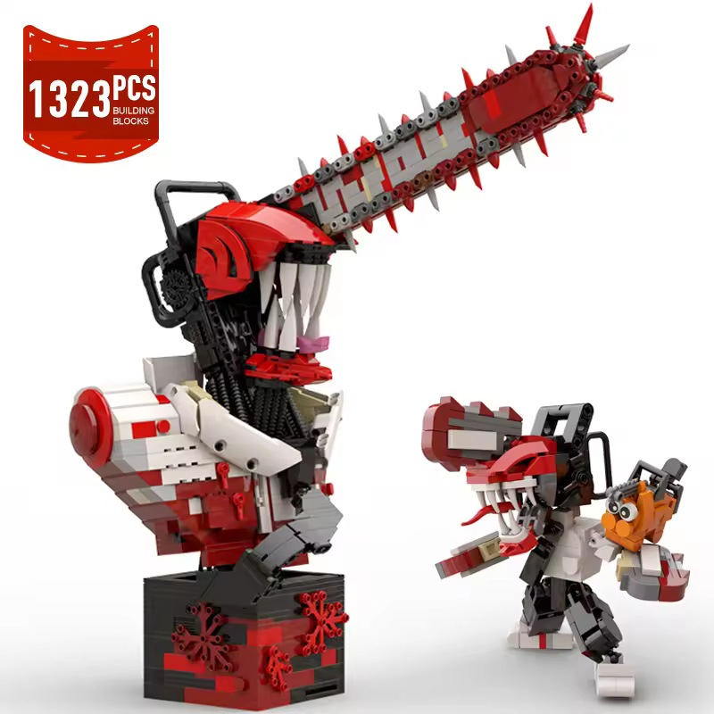 Moc motosserra homem anime figuras de ação blocos de construção conjunto demonado pochitared personagem dos desenhos animados tijolos brinquedos presentes aniversário