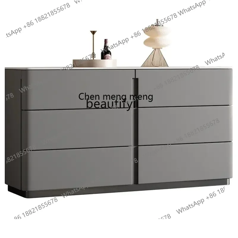cc1820Light Luxury Sideboard Cabinet Stone Plate Entrance Cabinet Restaurant American Sideboard Cabinet Living Room Wall Stone P