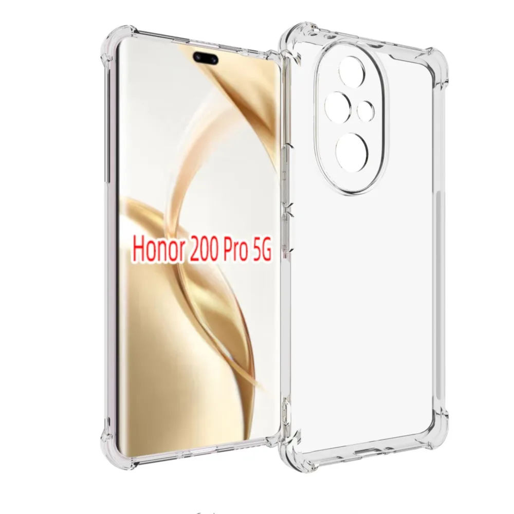 Stoßfeste transparente Silikonhülle für Huawei Honor 200 Pro, transparente Hülle für Honor200 Pro 5G Cover