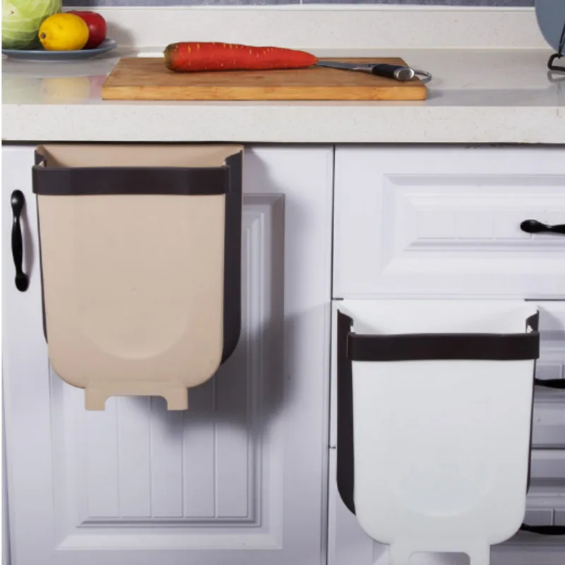 Kitchen Cabinet Door Hanging Trash Can Garbage  Folding Waste Bins   Collapsible Dry Wet Separation   WJ40910