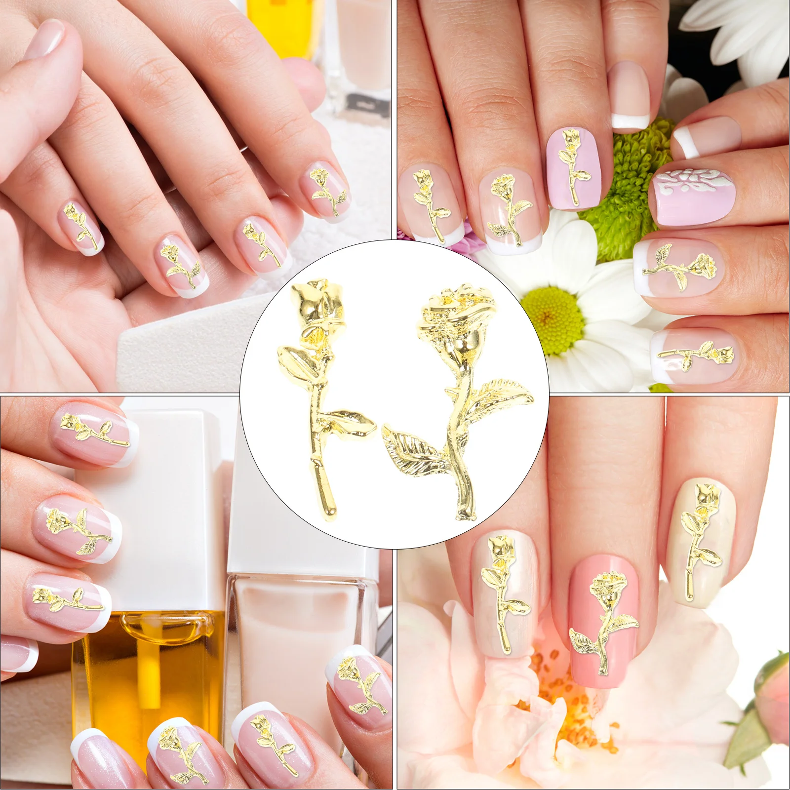 

100 шт., аксессуары для ногтей, цинковый сплав, цветы, розы, драгоценности, 3D украшения для ногтей, акриловые ногти, чехол для телефона, поздравительная открытка, украшение, искусство