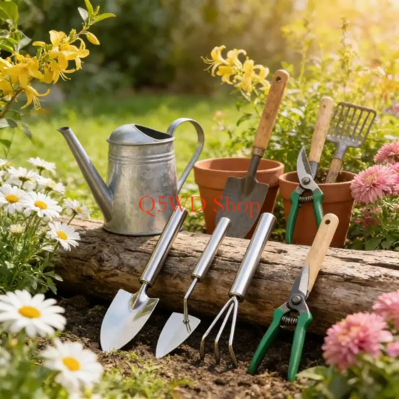 Q5WD Practical Mini Stainless Steel Hand Rakes For Bonsai Flowers Potting Soil Weeding And Gardening With Ergonomic Handle