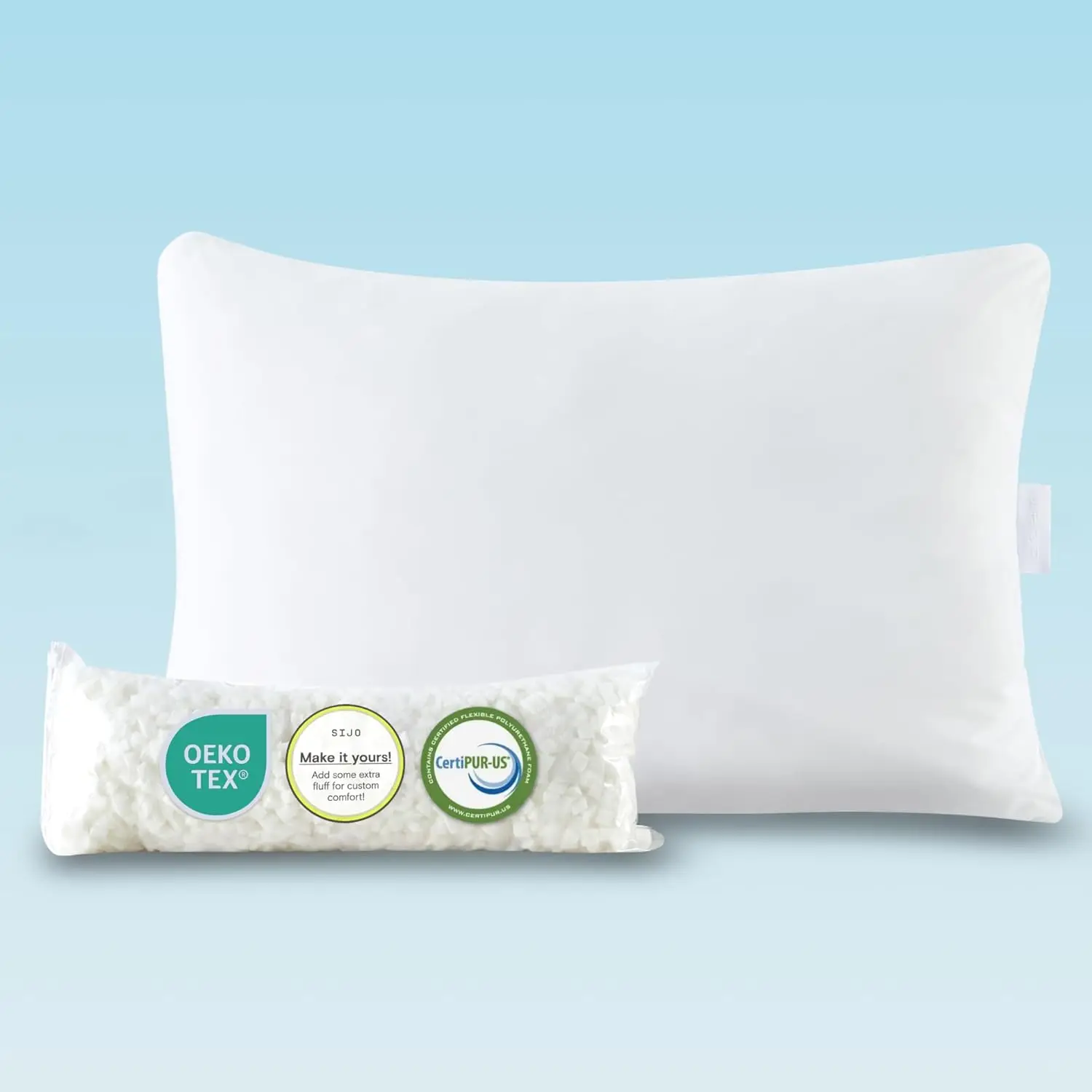 

Shredded Memory Foam Pillow with Cooling Cover, Adjustable Loft for Side Back Stomach Sleepers Queen
