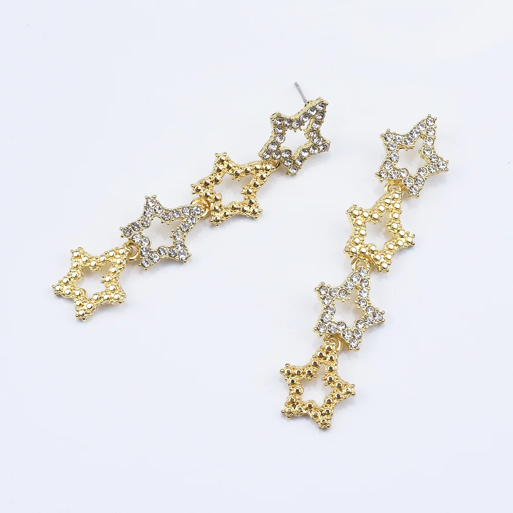 2020 autumn and winter new cross-border personalized simple multi-layer alloy diamond-encrusted acrylic five-pointed star long e