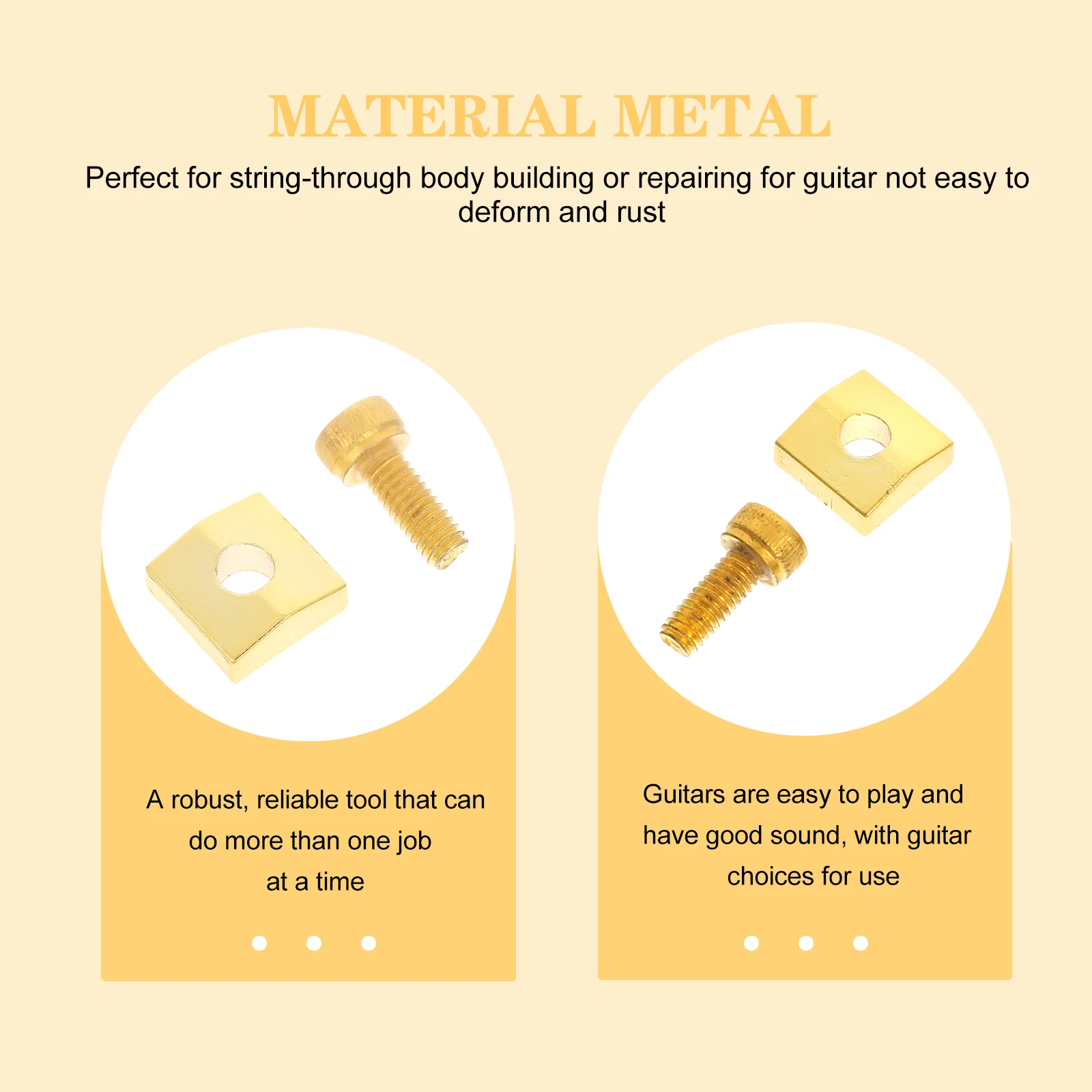 

Electric Guitar Lock Stringer Caps Metal Iron Clamps Golden Body Block Screws Durable Vibration Resonance Sound Strengthen Easy