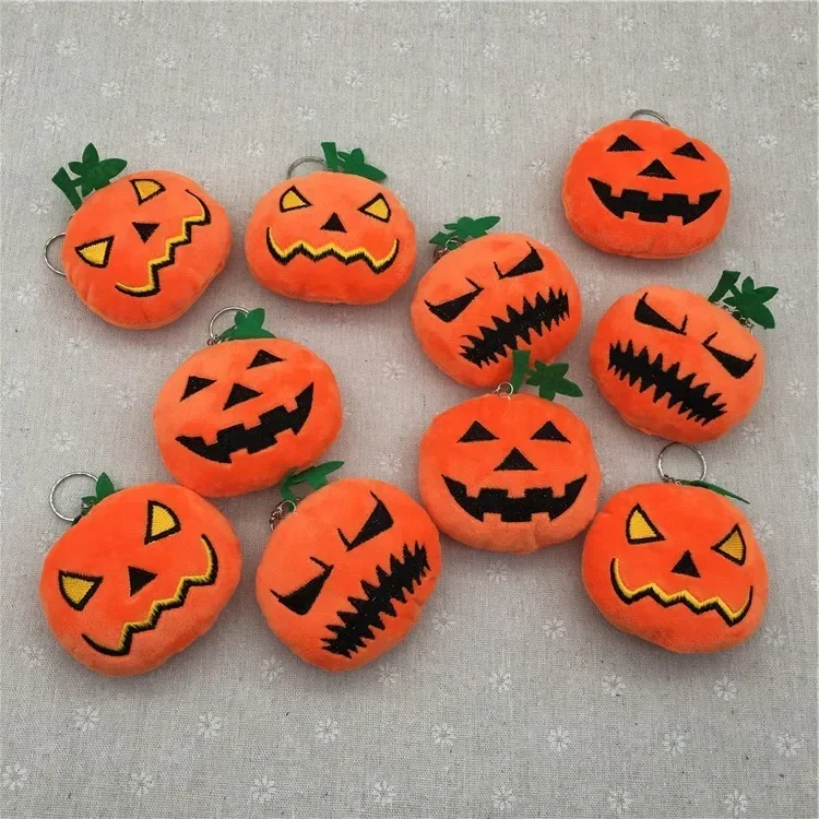 Halloween Dolls Funny Pumpkin Soft Stuffed Plush Toys Hobbies Key Chain Cute Delicate Bag Decoration Great Festival Gift for Kid