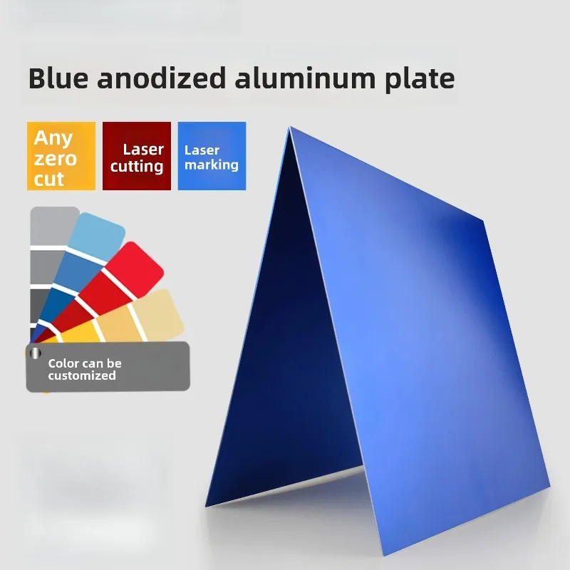 Custom Blue Anodized Aluminum Sheet, Laser Cut & Engraved Nameplate for Equipment Enclosure, OEM CNC Bending Service