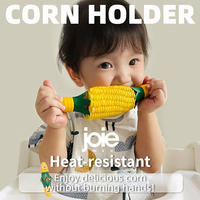 Joie Corn Holder Interlocking Corn On The Cob Holders Cleaner Safe From Hot Corn Stainless Steel Prongs BPA-free Plastic Handles